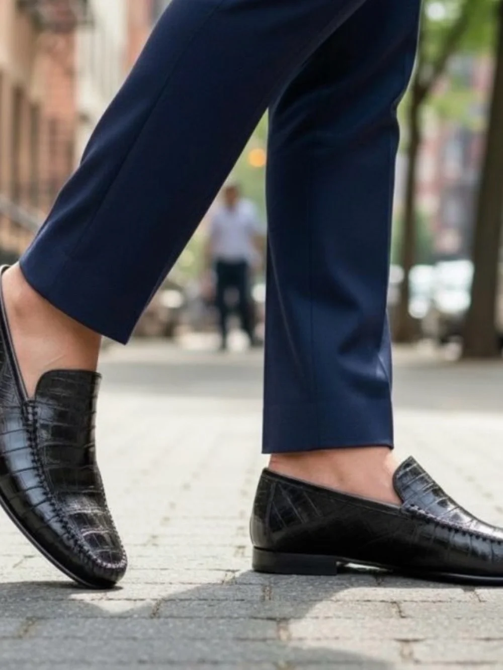Mezlan Black Croc-Embossed Leather Slip-On Loafers